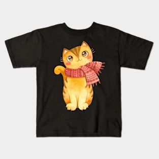 Cute Scarf Cat Kids T-Shirt